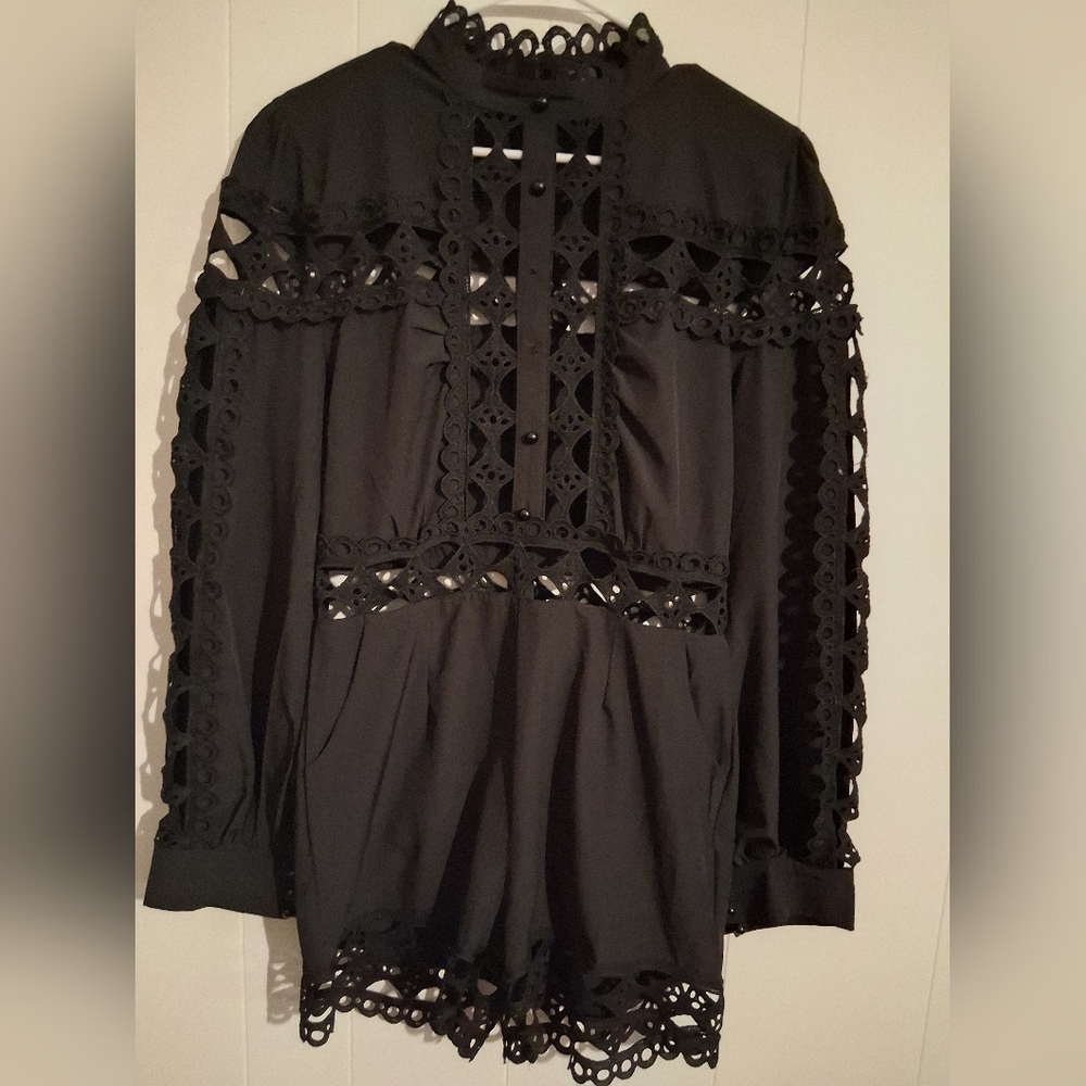 Black Lace Long Sleeve Blouse
